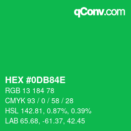 Color code: HEX #0DB84E | qconv.com