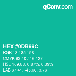Color code: HEX #0DB99C | qconv.com
