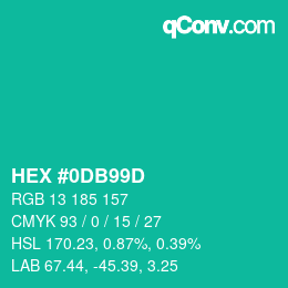 Color code: HEX #0DB99D | qconv.com