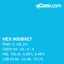 颜色代码: HEX #0DB9E7 | qconv.com