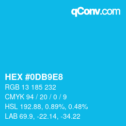 Farbcode: HEX #0DB9E8 | qconv.com
