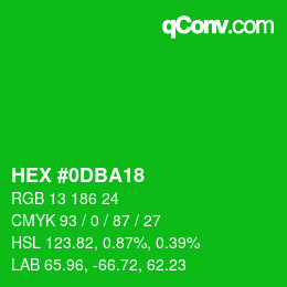 カラーコード: HEX #0DBA18 | qconv.com