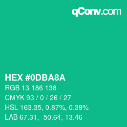 颜色代码: HEX #0DBA8A | qconv.com