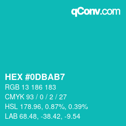 Color code: HEX #0DBAB7 | qconv.com