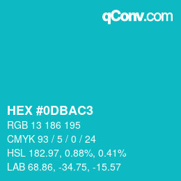 Color code: HEX #0DBAC3 | qconv.com