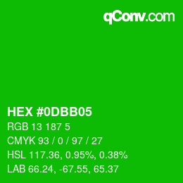 Color code: HEX #0DBB05 | qconv.com