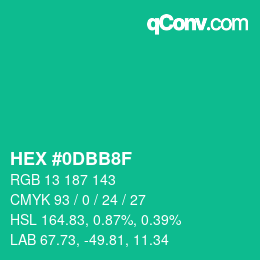 カラーコード: HEX #0DBB8F | qconv.com