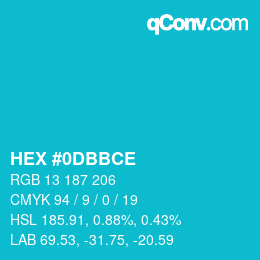 Color code: HEX #0DBBCE | qconv.com