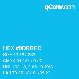Color code: HEX #0DBBEC | qconv.com