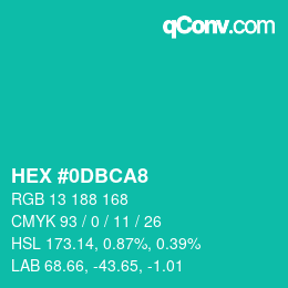 Color code: HEX #0DBCA8 | qconv.com