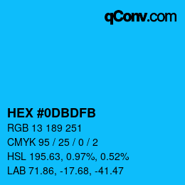 カラーコード: HEX #0DBDFB | qconv.com
