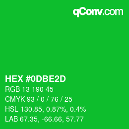 Color code: HEX #0DBE2D | qconv.com