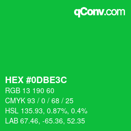 Color code: HEX #0DBE3C | qconv.com