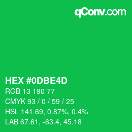 カラーコード: HEX #0DBE4D | qconv.com