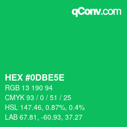 Farbcode: HEX #0DBE5E | qconv.com