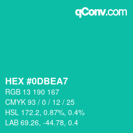Color code: HEX #0DBEA7 | qconv.com