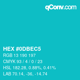 颜色代码: HEX #0DBEC5 | qconv.com