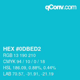 カラーコード: HEX #0DBED2 | qconv.com