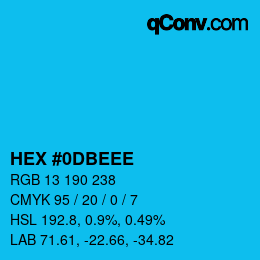 Color code: HEX #0DBEEE | qconv.com