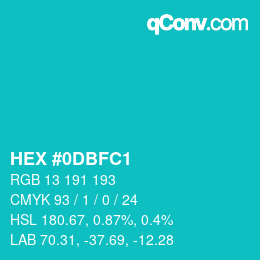 Color code: HEX #0DBFC1 | qconv.com