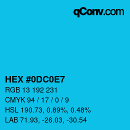 Color code: HEX #0DC0E7 | qconv.com