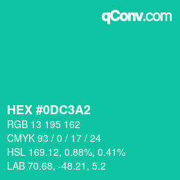 Color code: HEX #0DC3A2 | qconv.com