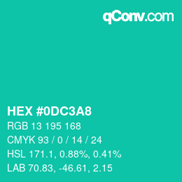 Color code: HEX #0DC3A8 | qconv.com