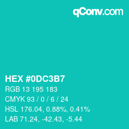 Color code: HEX #0DC3B7 | qconv.com