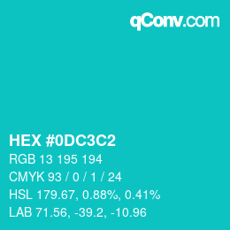 Color code: HEX #0DC3C2 | qconv.com