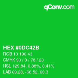 Color code: HEX #0DC42B | qconv.com