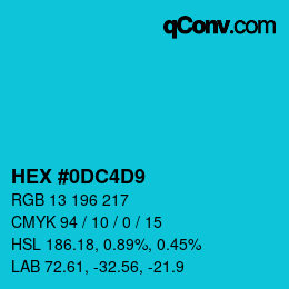 颜色代码: HEX #0DC4D9 | qconv.com