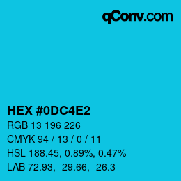 カラーコード: HEX #0DC4E2 | qconv.com
