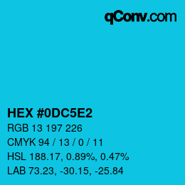 カラーコード: HEX #0DC5E2 | qconv.com