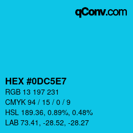 Farbcode: HEX #0DC5E7 | qconv.com