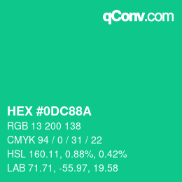 Código de color: HEX #0DC88A | qconv.com