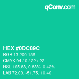 Color code: HEX #0DC89C | qconv.com