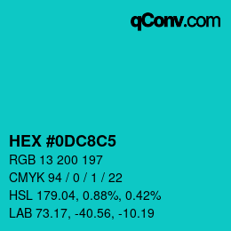 Color code: HEX #0DC8C5 | qconv.com