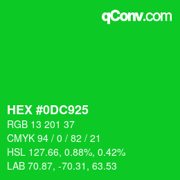Color code: HEX #0DC925 | qconv.com
