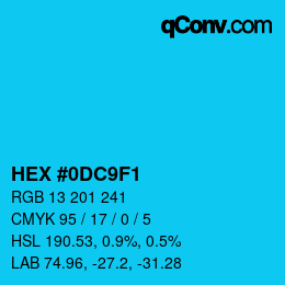 Color code: HEX #0DC9F1 | qconv.com