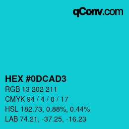 Color code: HEX #0DCAD3 | qconv.com