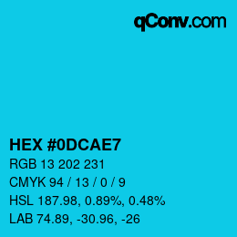 Color code: HEX #0DCAE7 | qconv.com