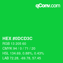 Color code: HEX #0DCD3C | qconv.com