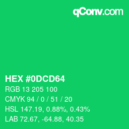 Color code: HEX #0DCD64 | qconv.com