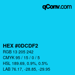 颜色代码: HEX #0DCDF2 | qconv.com