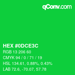 Color code: HEX #0DCE3C | qconv.com