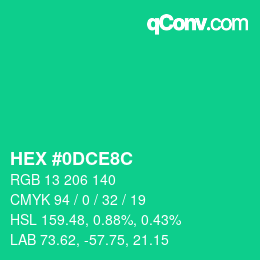 Color code: HEX #0DCE8C | qconv.com