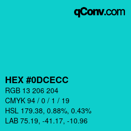 Color code: HEX #0DCECC | qconv.com