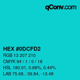 Color code: HEX #0DCFD2 | qconv.com