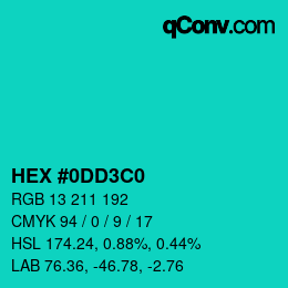 Color code: HEX #0DD3C0 | qconv.com