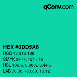 Color code: HEX #0DD5A8 | qconv.com